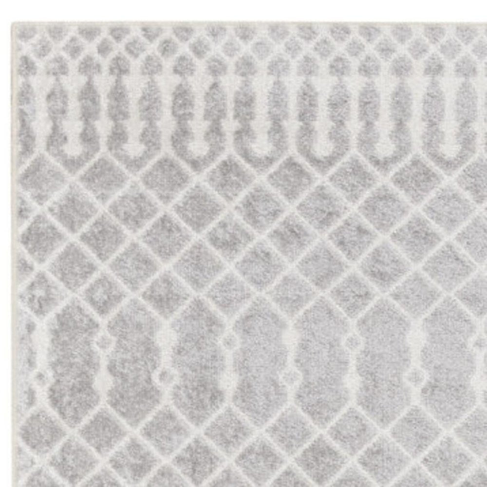 10' Gray And Ivory Moroccan Washable Runner Rug
