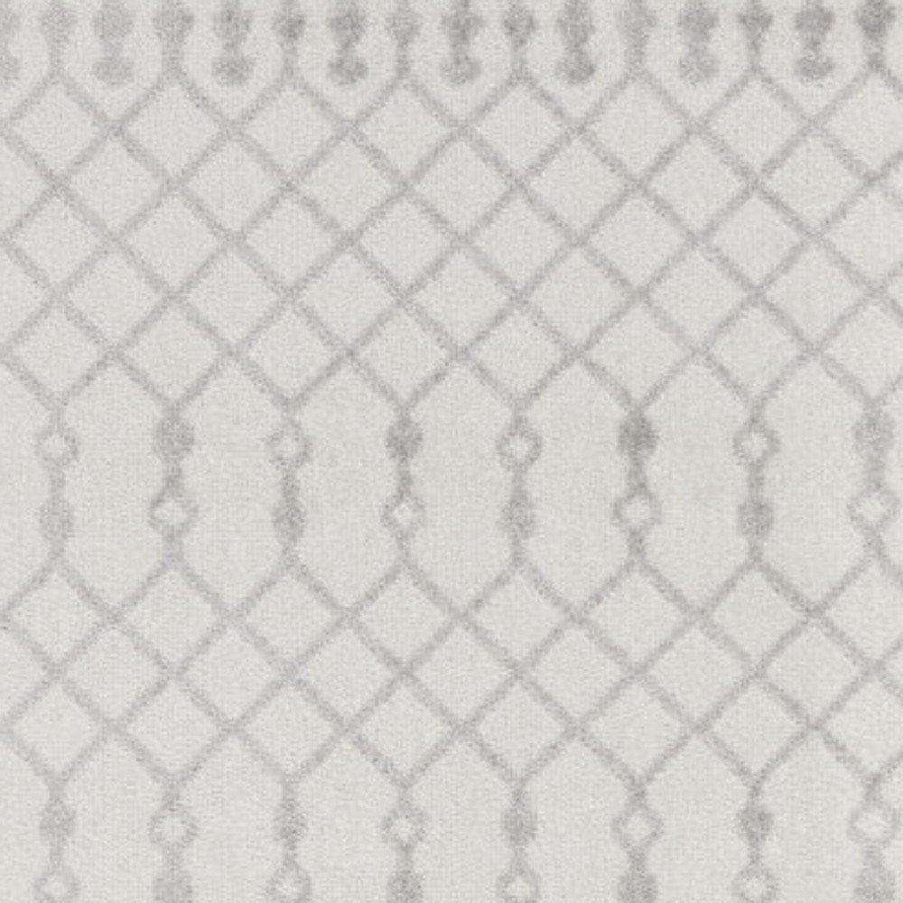 12' Gray And Ivory Moroccan Washable Runner Rug