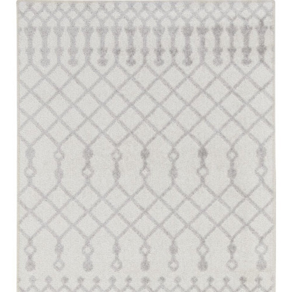 12' Gray And Ivory Moroccan Washable Runner Rug