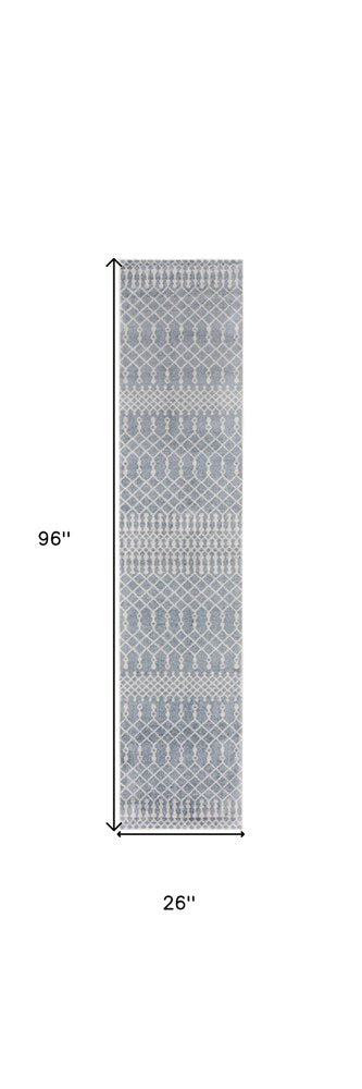 8' Blue Moroccan Runner Rug