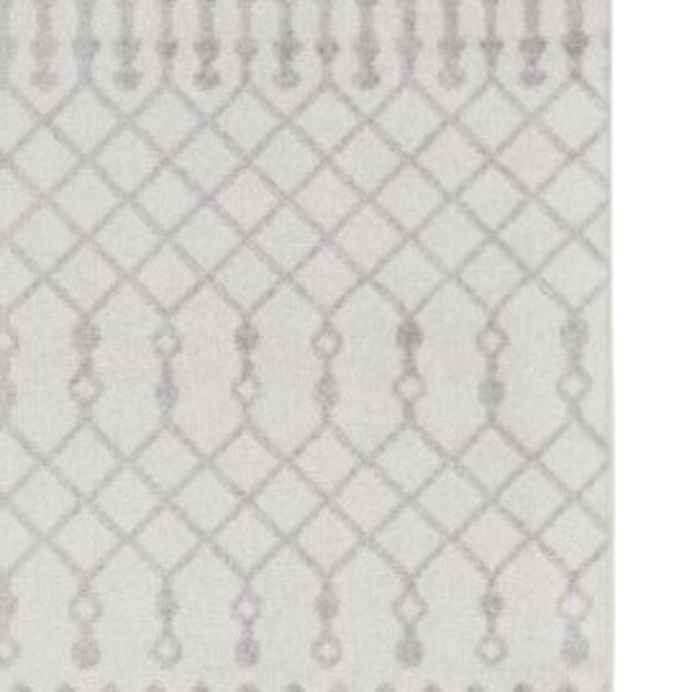 8' Gray And Ivory Moroccan Runner Rug