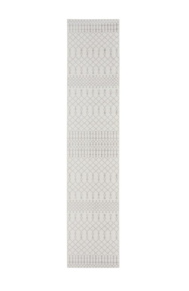 8' Gray And Ivory Moroccan Runner Rug