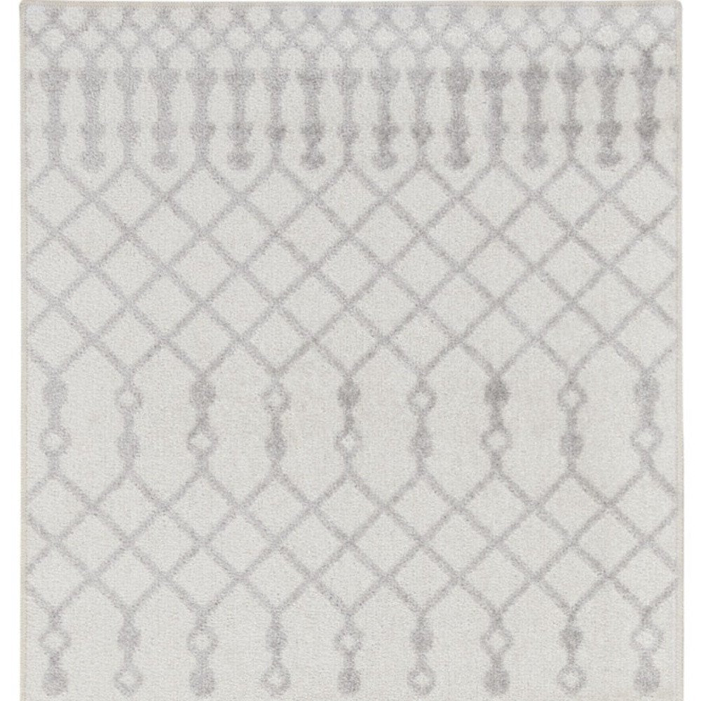 8' Gray And Ivory Moroccan Runner Rug