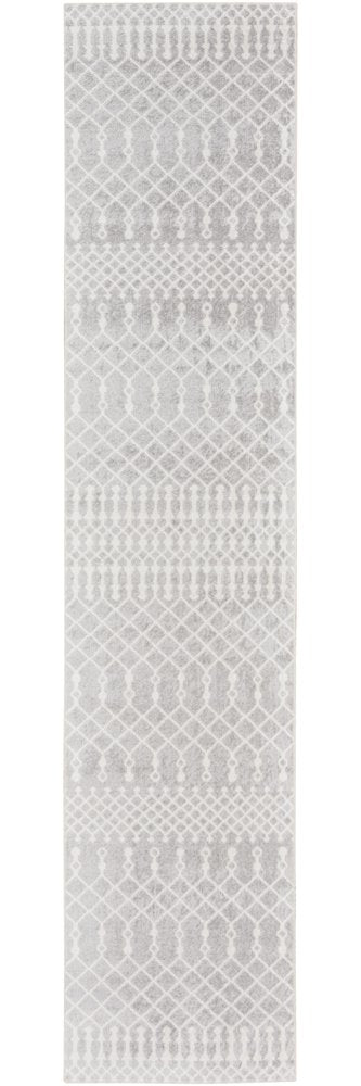 8' Gray And Ivory Moroccan Runner Rug