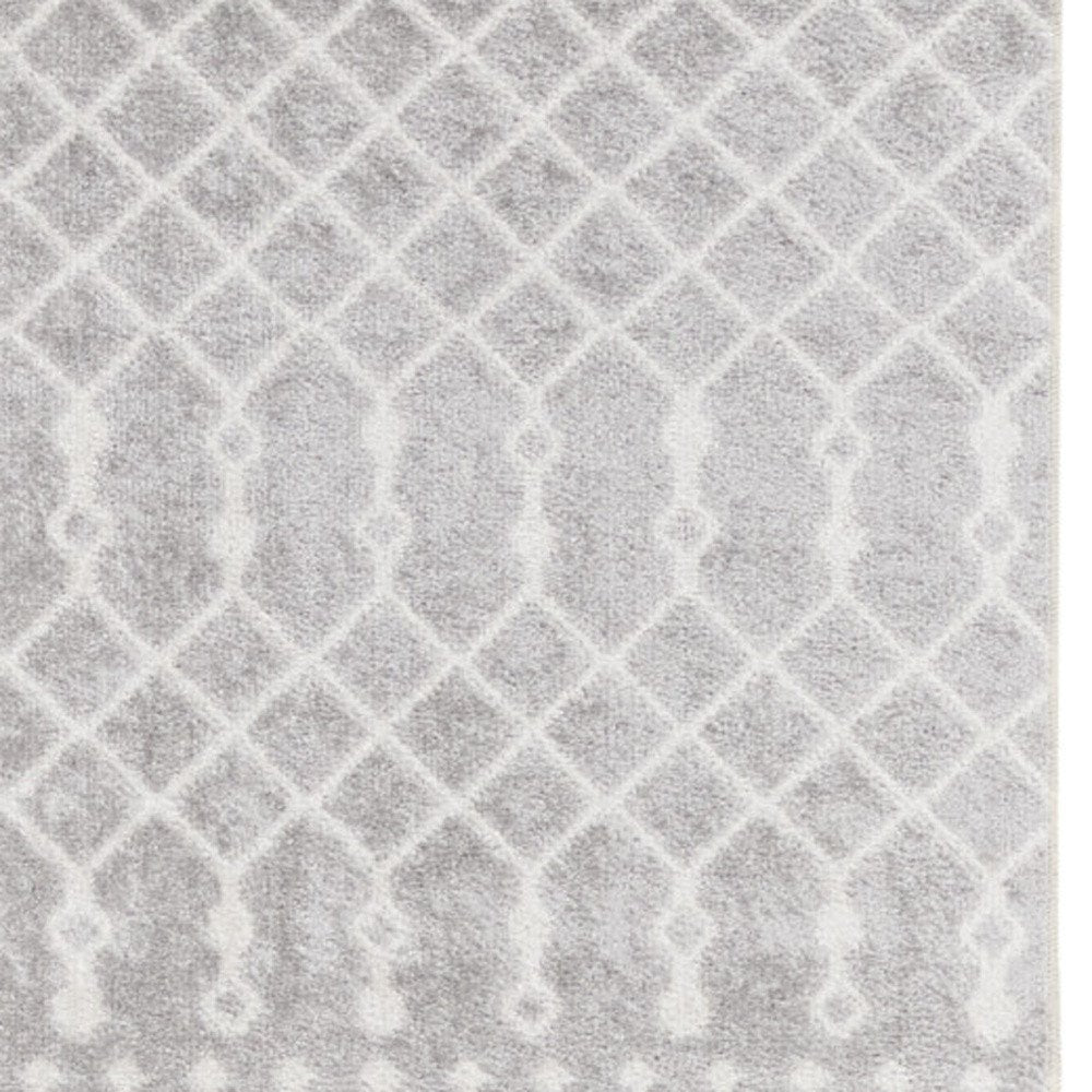 8' Gray And Ivory Moroccan Runner Rug