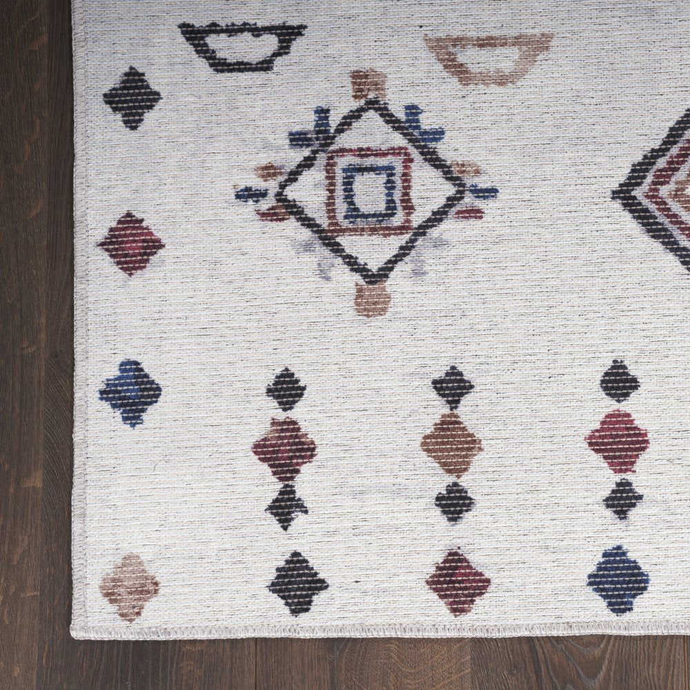 9' X 12' Gray and Brown Geometric Power Loom Washable Area Rug
