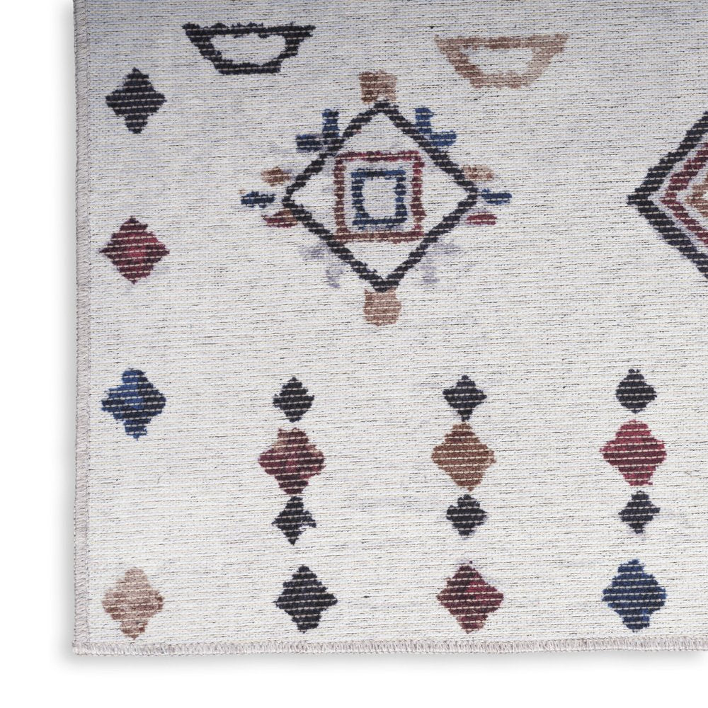 9' X 12' Gray and Brown Geometric Power Loom Washable Area Rug