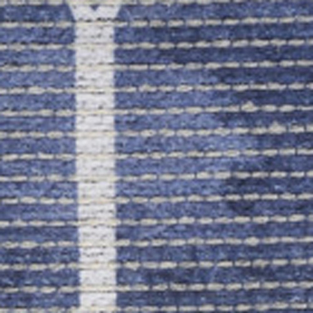 10' Blue Geometric Washable Runner Rug