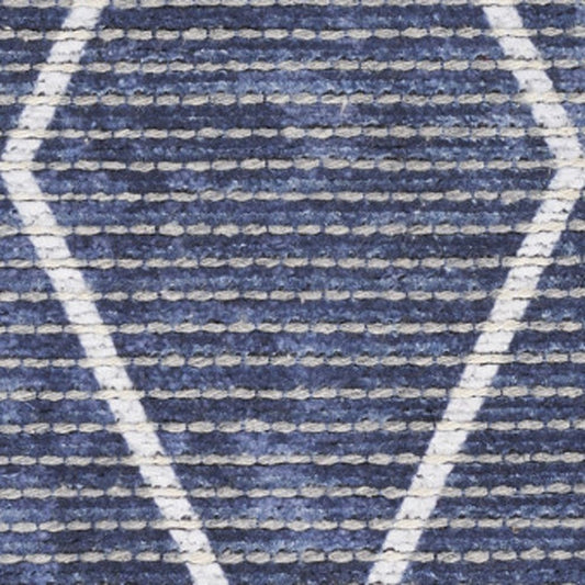 10' Blue Geometric Washable Runner Rug