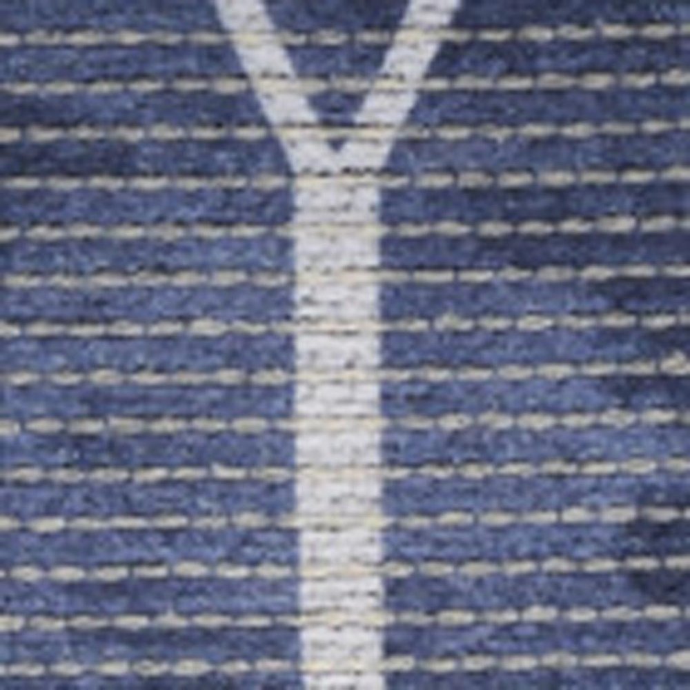 6' X 9' Blue and Ivory Geometric Power Loom Washable Area Rug