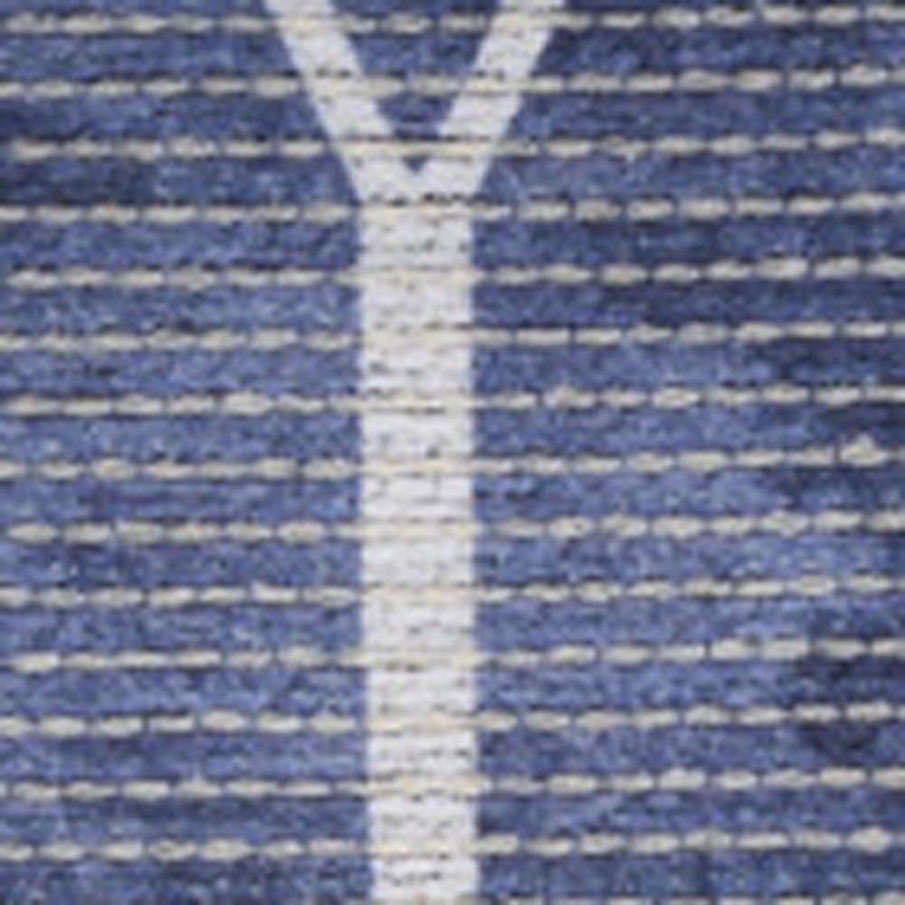 8' Blue Geometric Washable Runner Rug