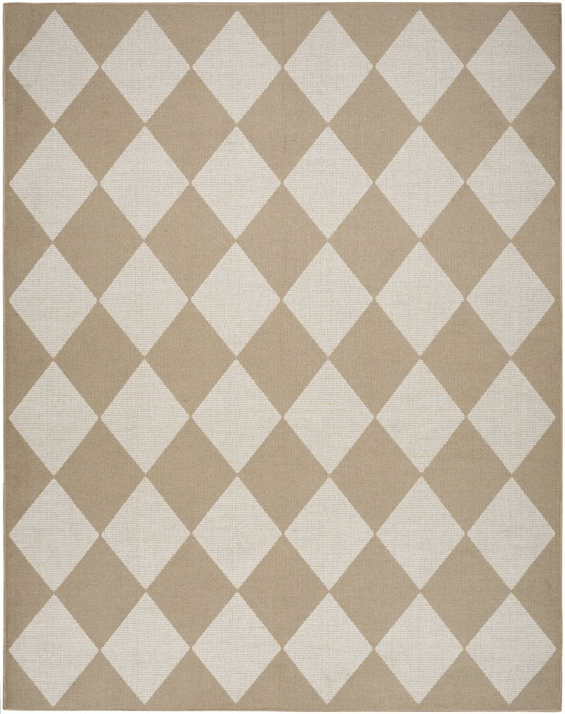 5' X 7' Natural and Ivory Geometric Power Loom Washable Non Skid Area Rug