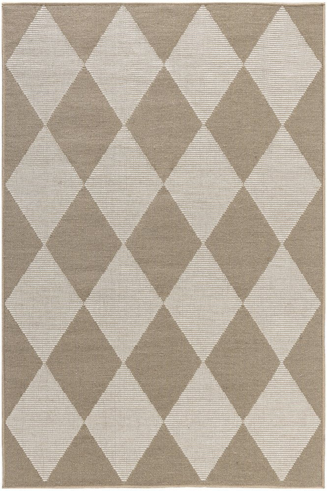 4' X 6' Natural and Ivory Geometric Power Loom Washable Non Skid Area Rug