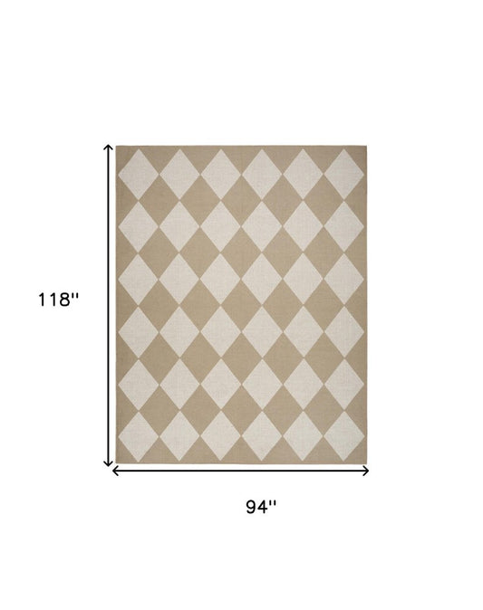 8' X 10' Natural and Ivory Geometric Power Loom Washable Non Skid Area Rug