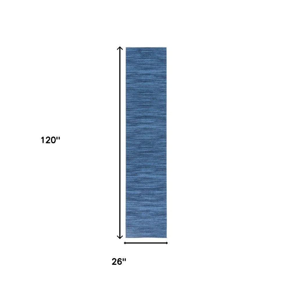 10' Blue Abstract Washable Runner Rug