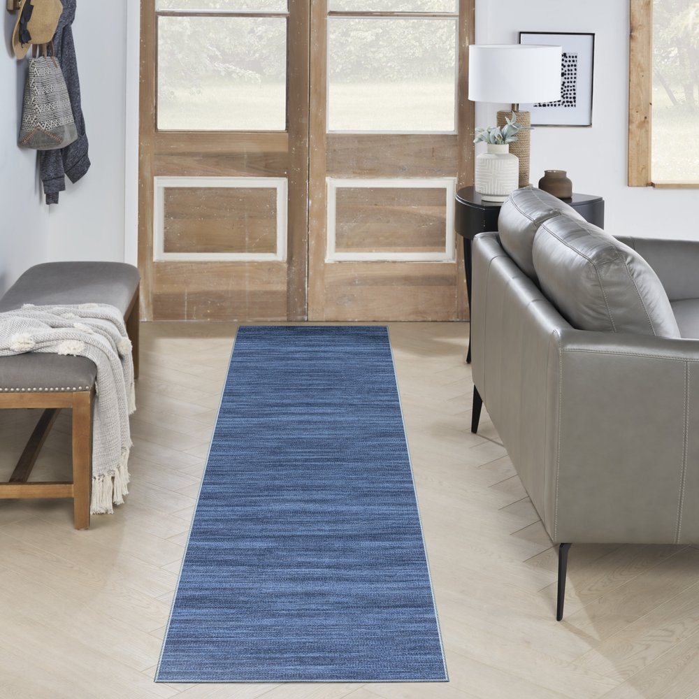 10' Blue Abstract Washable Runner Rug