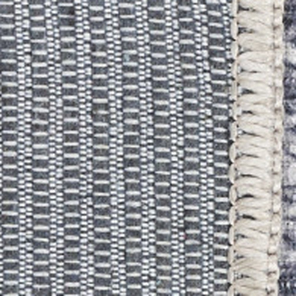 10' Gray And White Abstract Washable Runner Rug