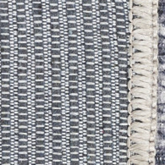 10' Gray And White Abstract Washable Runner Rug