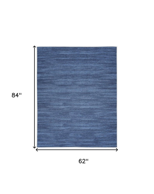 5' X 7' Blue and Gray Abstract Power Loom Washable Non Skid Area Rug