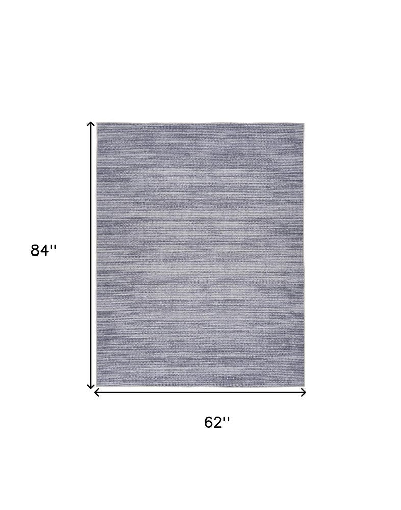 5' X 7' Gray and Ivory Abstract Power Loom Washable Non Skid Area Rug