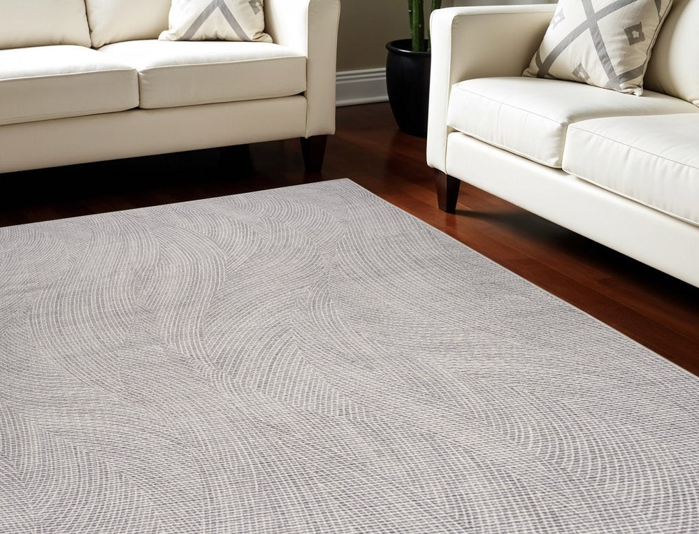 6' X 9' Gray and Ivory Abstract Power Loom Washable Non Skid Area Rug