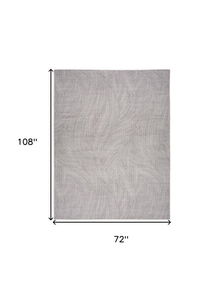 6' X 9' Gray and Ivory Abstract Power Loom Washable Non Skid Area Rug