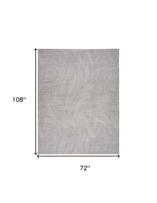 6' X 9' Gray and Ivory Abstract Power Loom Washable Non Skid Area Rug