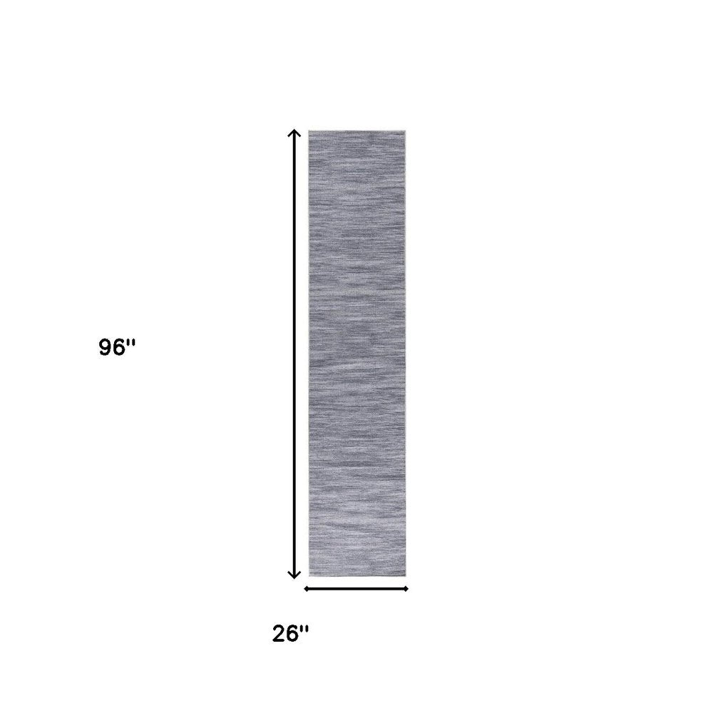 8' Gray And White Abstract Washable Runner Rug