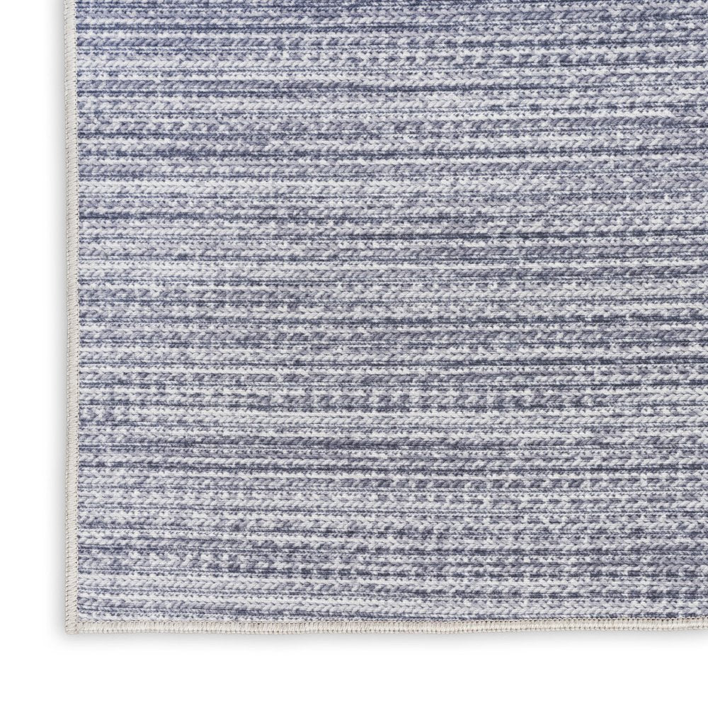 8' Gray And White Abstract Washable Runner Rug