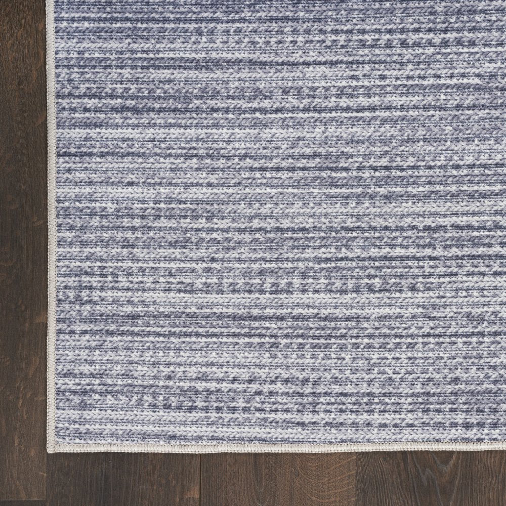 8' Gray And White Abstract Washable Runner Rug