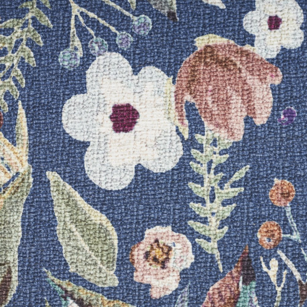 10' Blue Floral Washable Runner Rug