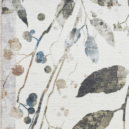 10' Cream Floral Washable Runner Rug