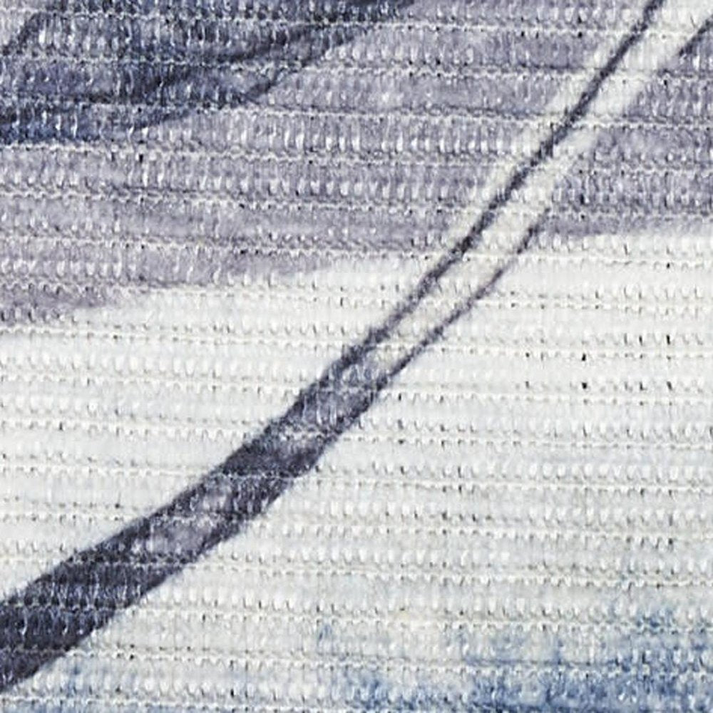 5' X 7' Ivory Blue and Gray Floral Power Loom Washable Non Skid Area Rug