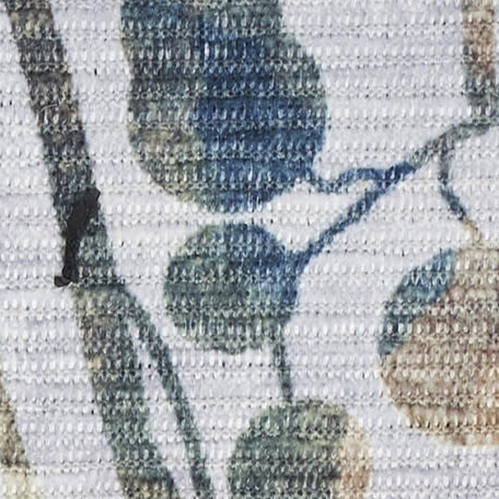 6' X 9' Ivory Blue and Gray Floral Power Loom Washable Non Skid Area Rug