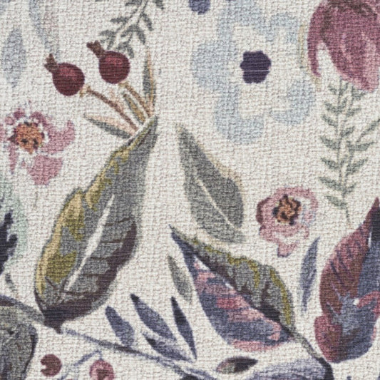 8' Ivory Floral Washable Runner Rug