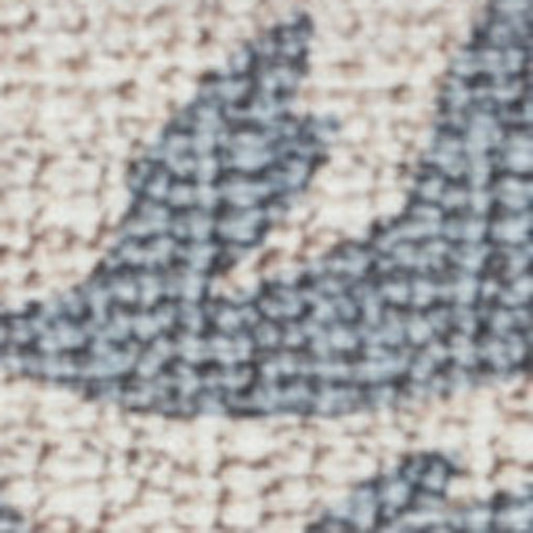 8' Cream Floral Washable Runner Rug