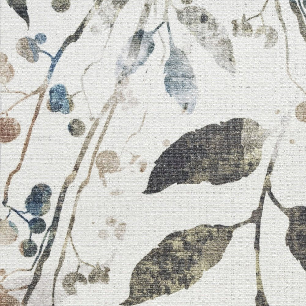 8' Cream Floral Washable Runner Rug