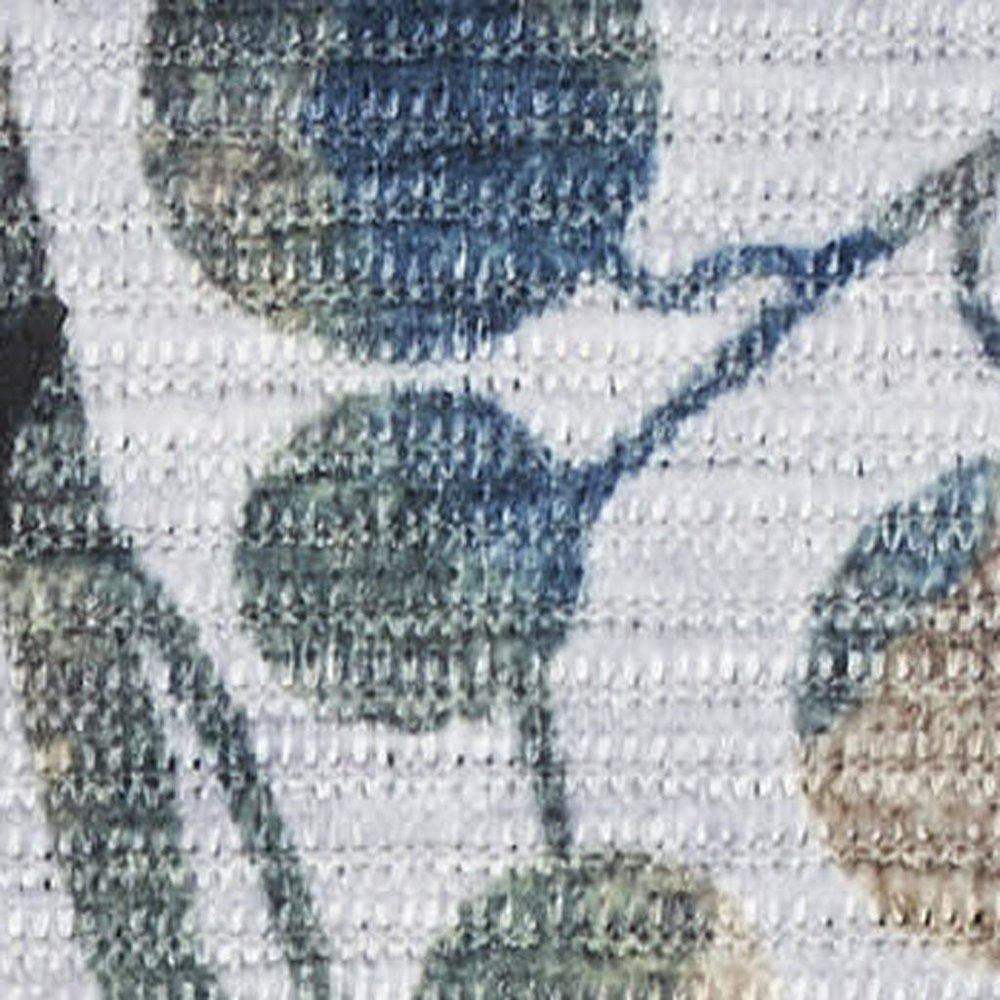 8' Gray And Blue Floral Washable Runner Rug