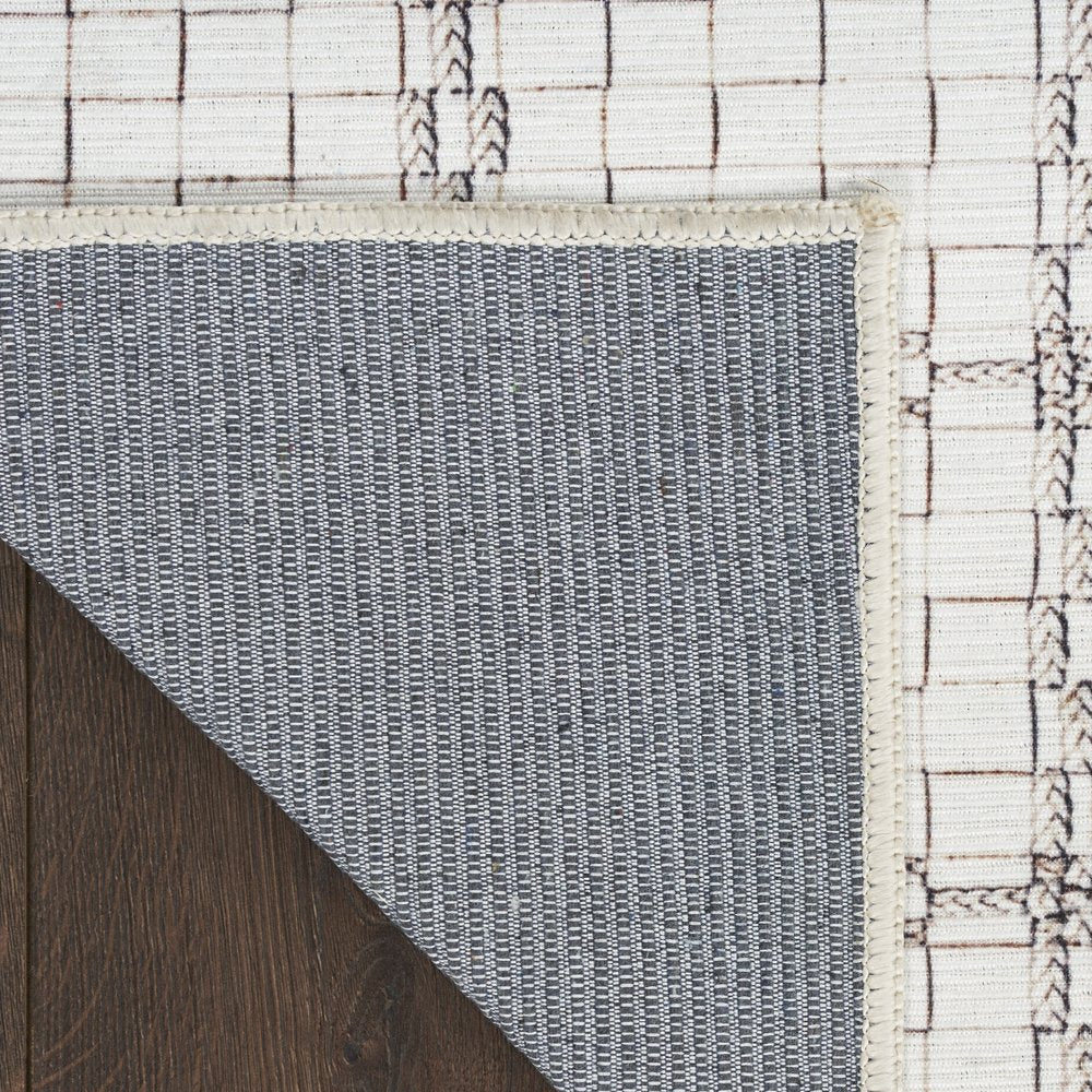 9' X 12' Gray and Ivory Geometric Power Loom Washable Non Skid Area Rug