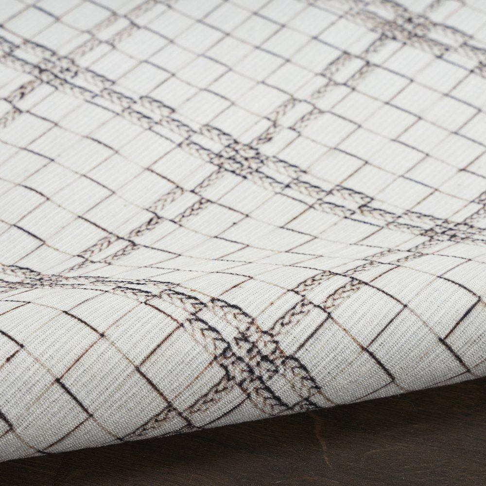 9' X 12' Gray and Ivory Geometric Power Loom Washable Non Skid Area Rug