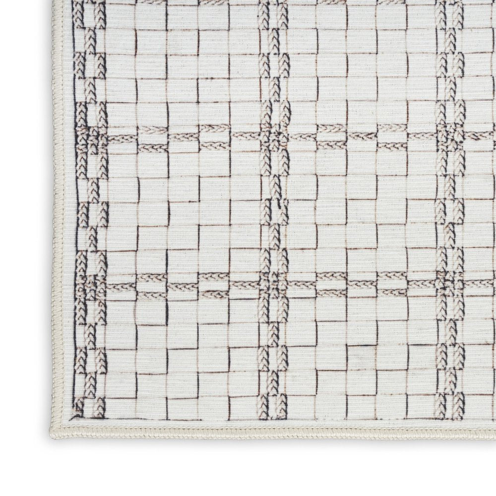 9' X 12' Gray and Ivory Geometric Power Loom Washable Non Skid Area Rug