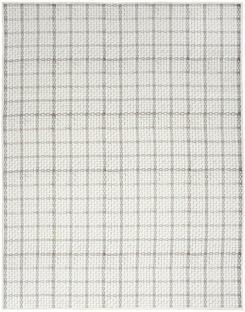 9' X 12' Gray and Ivory Geometric Power Loom Washable Non Skid Area Rug