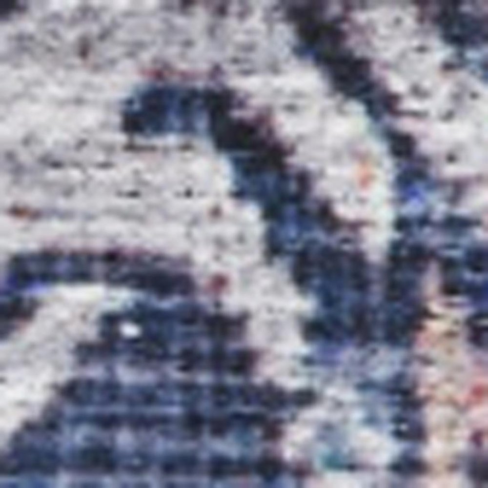 5' X 7' Blue and Red Oriental Power Loom Distressed Washable Non Skid Area Rug