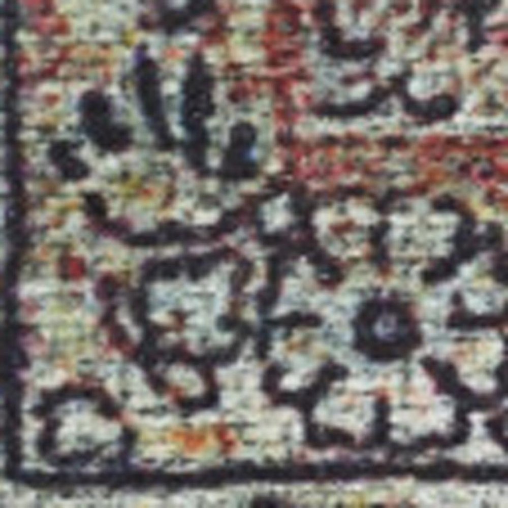 5' X 7' Blue and Brown Oriental Power Loom Distressed Washable Non Skid Area Rug