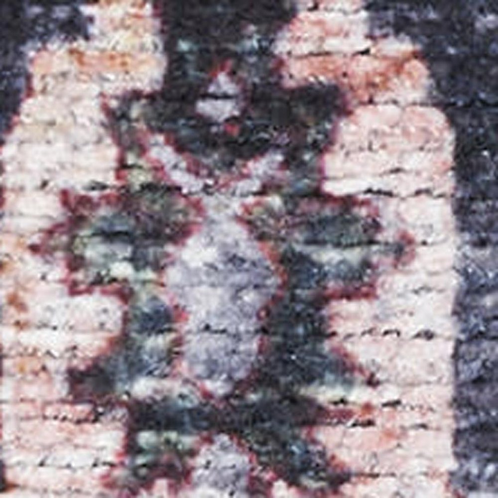 5' X 7' Blue and Ivory Oriental Power Loom Distressed Washable Non Skid Area Rug