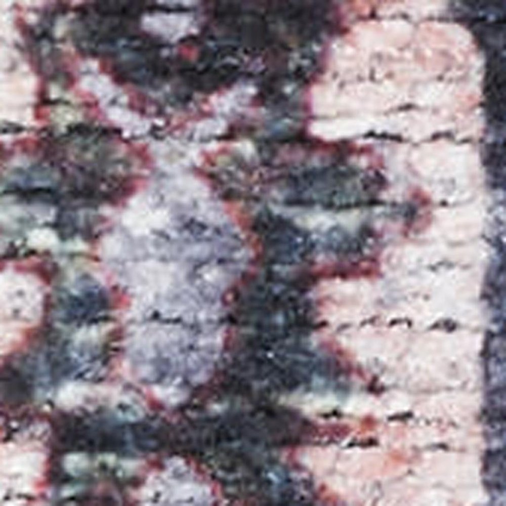 9' X 12' Blue and Ivory Oriental Power Loom Distressed Washable Non Skid Area Rug