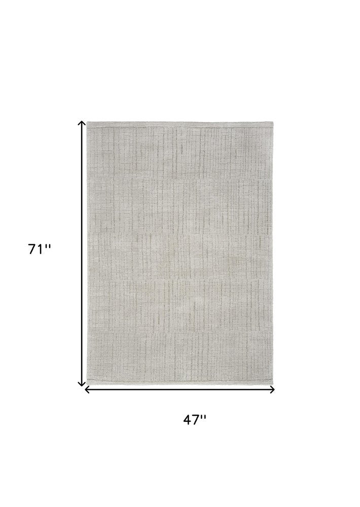 4' X 6' Gray And Silver Abstract Area Rug