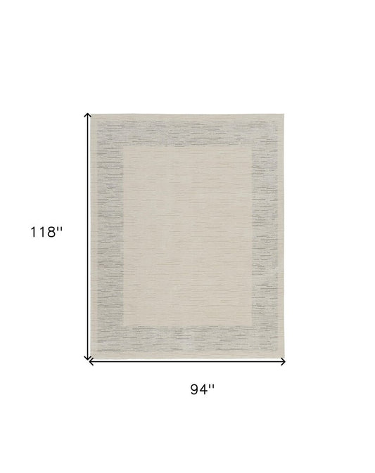 8' X 10' Ivory and Gray Abstract Power Loom Area Rug