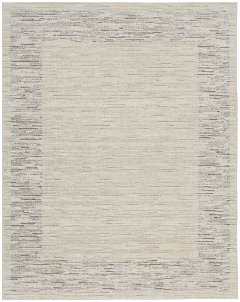 8' X 10' Ivory and Gray Abstract Power Loom Area Rug