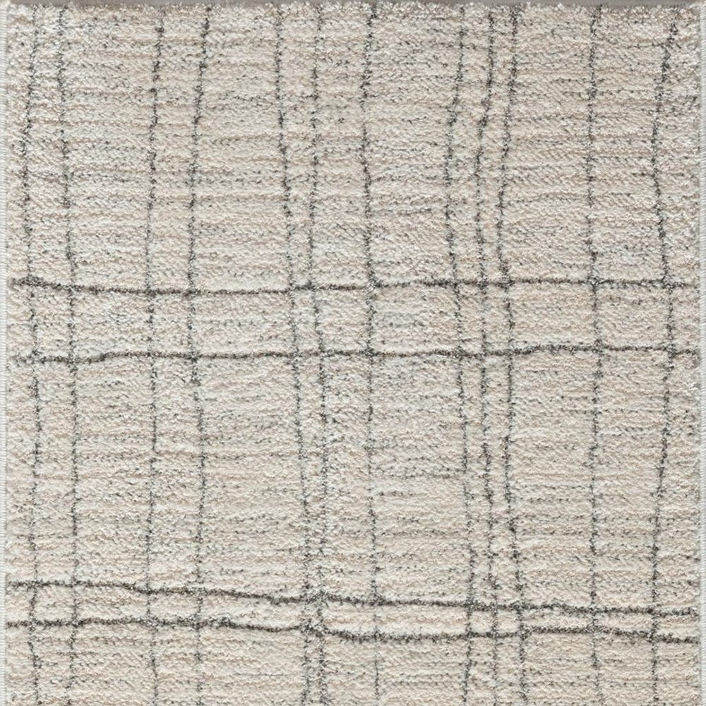 8' Gray And Ivory Abstract Runner Rug